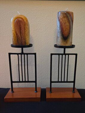 Arts&Crafts Style Candle Holders with Handmade Candles